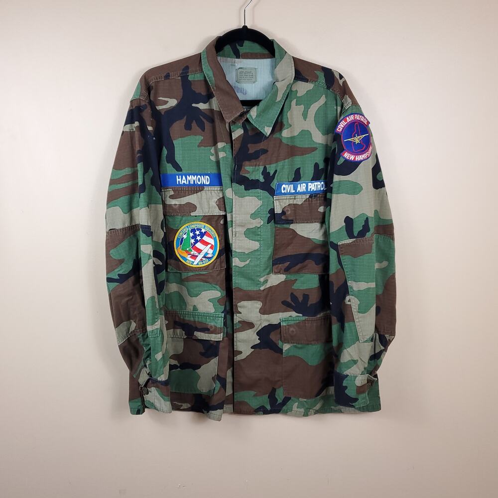 Army Hot Weather Combat Coat in Woodland Camo Size L Hammond